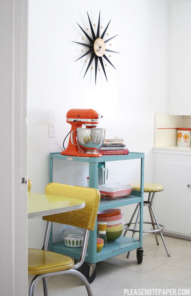 Wheeled kitchen cart to save space